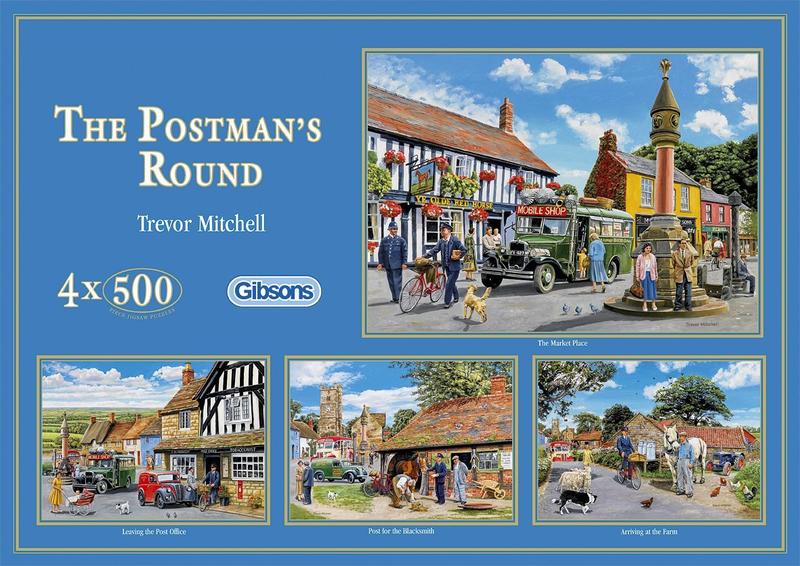 G5005 4款500片歐洲進口拼圖Gibsons 繪畫風景 英國 郵差 與小鎮