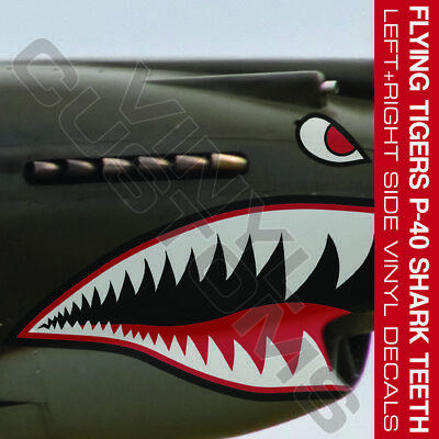 【崇武---CWI】防水防曬貼紙 二戰抗戰 AVG Flying Tiger 飛虎隊鯊魚嘴130*70mm左右一對 預購