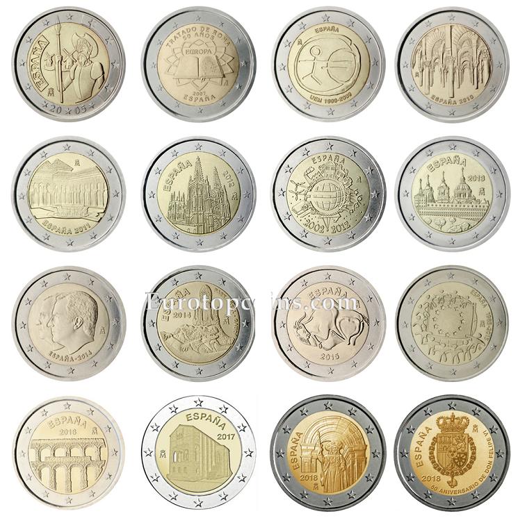 西班牙 2005-2018年 2歐元 雙金屬 紀念幣 共16枚