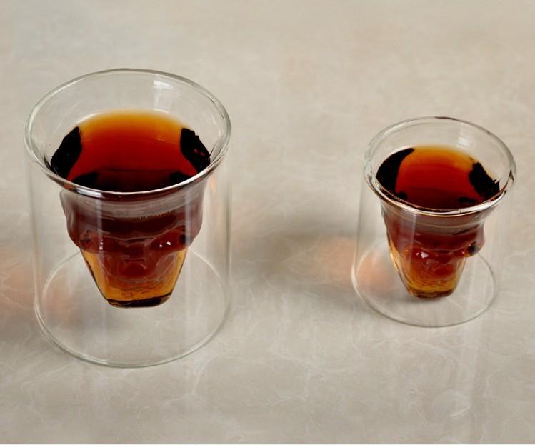 670巷：禁錮海盜雙層玻璃杯 個性骷髏酒杯【大號250毫升】【約9*9*10公分】