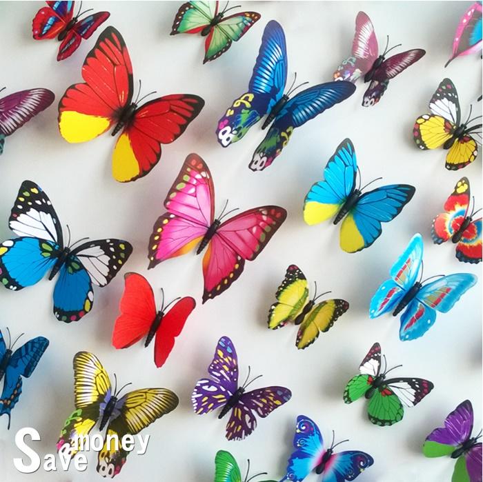 省錢99【3D磁性立體蝴蝶】 一組12隻超划算 不傷牆設計 可配合壁貼 壁紙 裝飾 