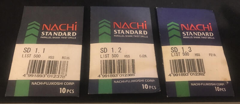 NACHI 標準鑽頭 1.1（10支）1.2(10支)  1.3(10支）藍 N