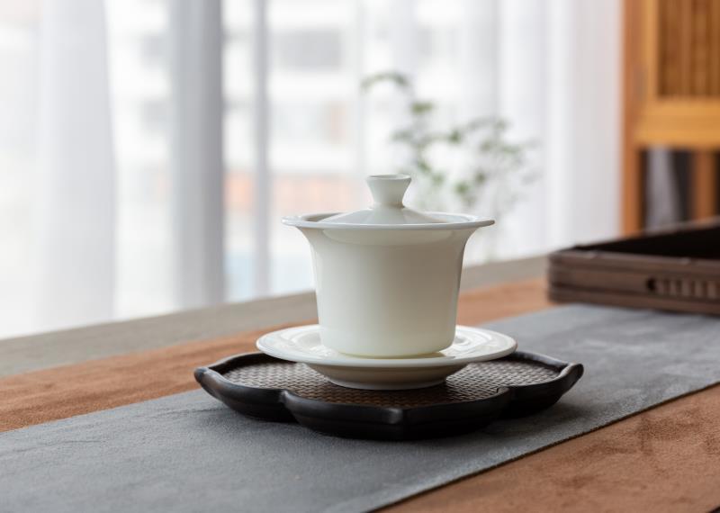【茶嶺古道】羊脂玉瓷 青雲蓋碗 /純白 白瓷 瓷器 三件式 (大) 160ml 蓋杯 茶杯