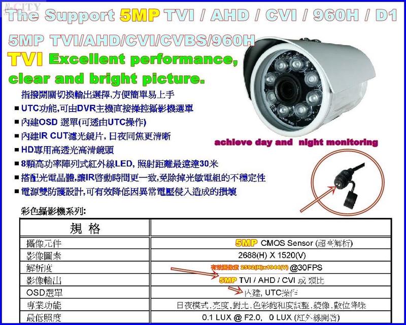 【N-CITY】✔TVI攝影機=台灣製500萬畫素防水紅外線攝影機(T335)