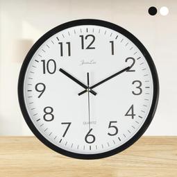 靜音簡約牆面掛鐘 10英吋 直徑25cm 圓形數字電池時鐘 ...