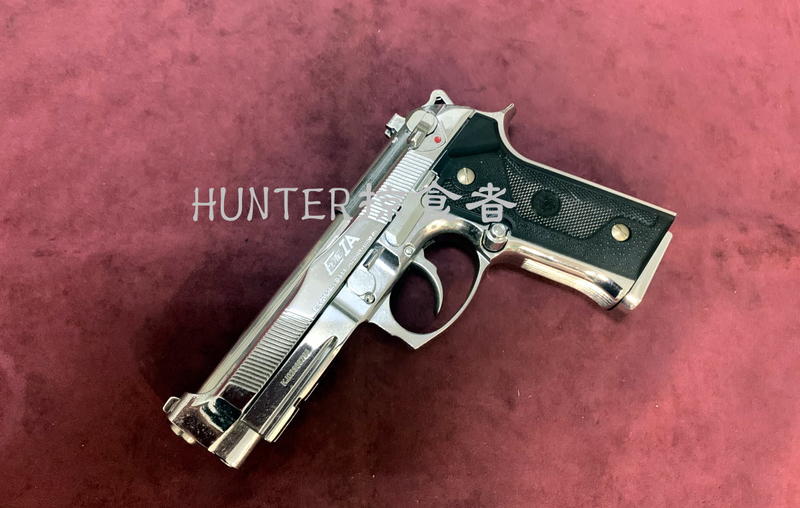 【Hunter】KJ  M92 ELITE IA 貝瑞塔 全金屬 客製30條深刻印電鍍亮銀瓦斯BB槍~缺貨