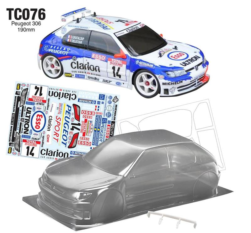 *EXO RC* TC076 1/10 306 WRC透明車殼組適軸距257mm (/TAMIYA/Xray/306)