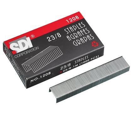 SDI 手牌 NO.1208 重力型釘書針 (23/8) 訂書針，尺寸：11.5x8mm、厚度0.75mm，每盒：26元