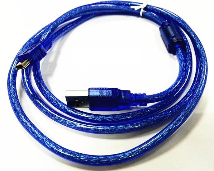 透明藍色金屬纜線 長度300公分 mini公頭轉USB公頭 傳輸充電線 行車記錄器手機電腦通用 轉接線堅固耐用