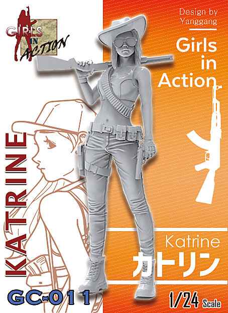 Zlpla GC-011 Katrine 1/24女兵時裝造型人物模型 GK手辦 人形軍模車模,情景模型搭配