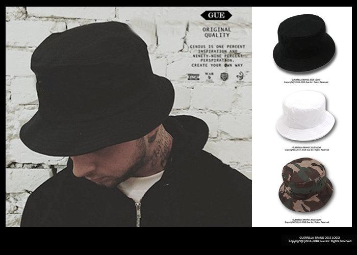 GUE -S29-S31- Bucket hat - 漁夫帽- 三色-黑.白.迷彩【回饋商品】