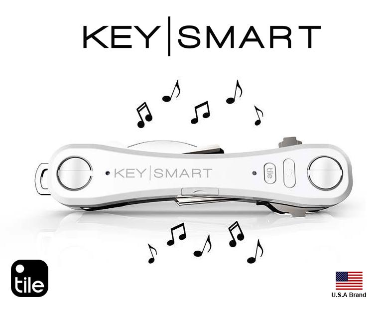 美國Keysmart PRO 95mm鑰匙收納器附背夾,LED燈,可結合APP追蹤鑰匙(白色)【KSPRO】
