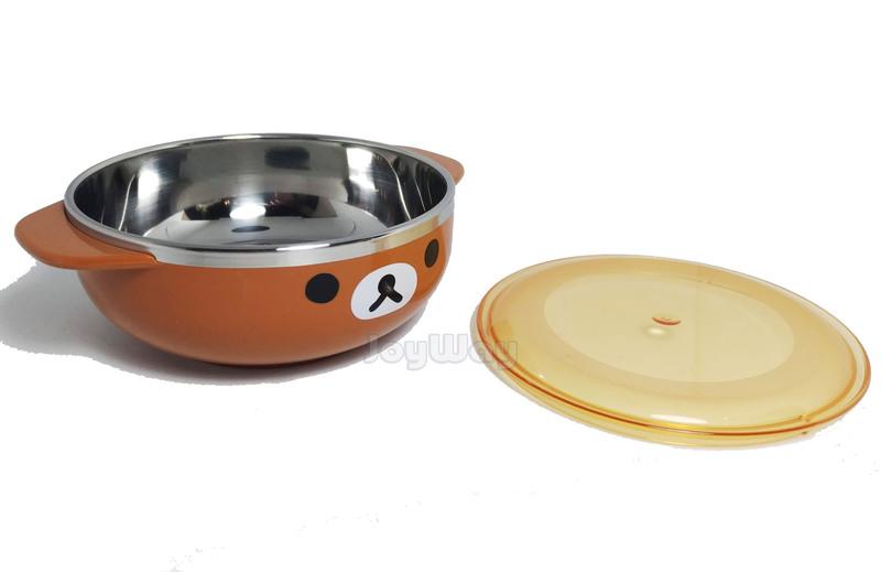 韓國原裝 MJC Rilakkuma 拉拉熊 雙層隔熱碗 (雙耳含蓋)不鏽鋼隔溫碗 湯碗 240ml 兒童餐具