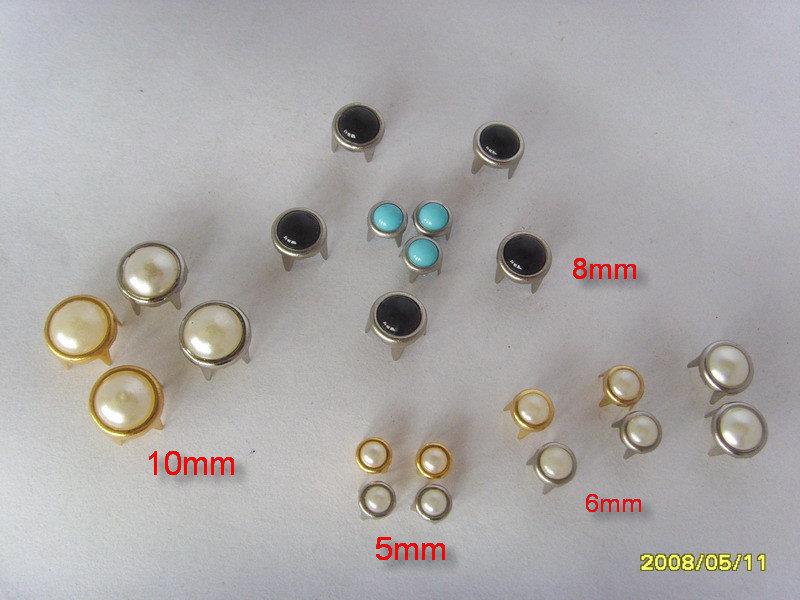 ～～"彩鑽DIY" 仿寶石裝飾釘釦 8mm "珍珠"係列 ～～