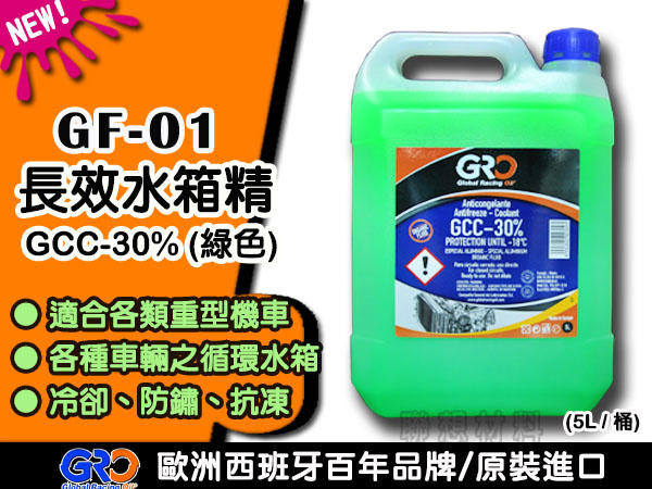 降價↘【售完為止】歐洲GRO GCC-30%長效水箱精(綠色)→冷卻、防銹、抗凍(特價$390/桶)