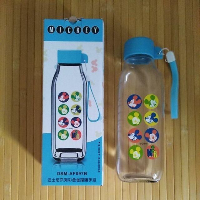 【Disney 迪士尼系列彩色雀躍隨手瓶】(DSM-AF097B) Mickey 玻璃隨身瓶、環保瓶、玻璃瓶、玻璃水瓶