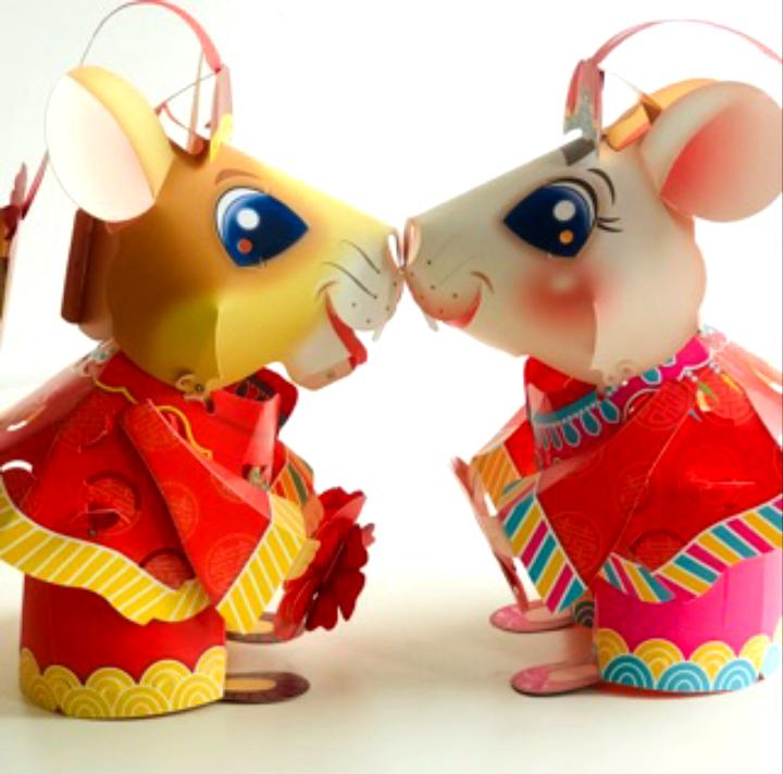 2入 鼠年小提燈+飛天猪 老鼠 DIY燈籠 吉利鼠 美力鼠 元宵燈籠 傳統手工藝體驗 兒童DIY提燈 鹿港 台灣燈會