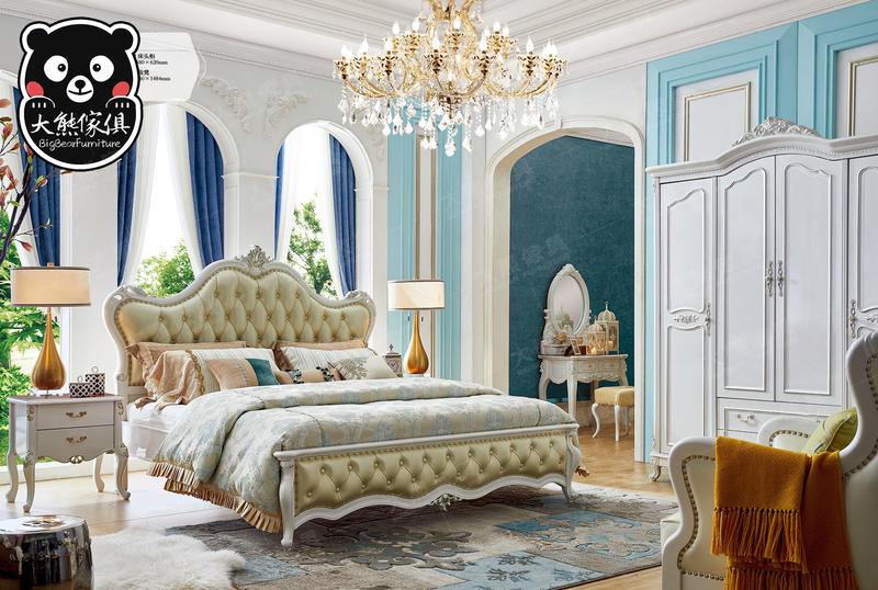 【大熊傢俱】KFD 9603 輕奢華雙人床架 歐式 新古典 典雅 雙人床 床頭櫃 妝台 收納 臥房