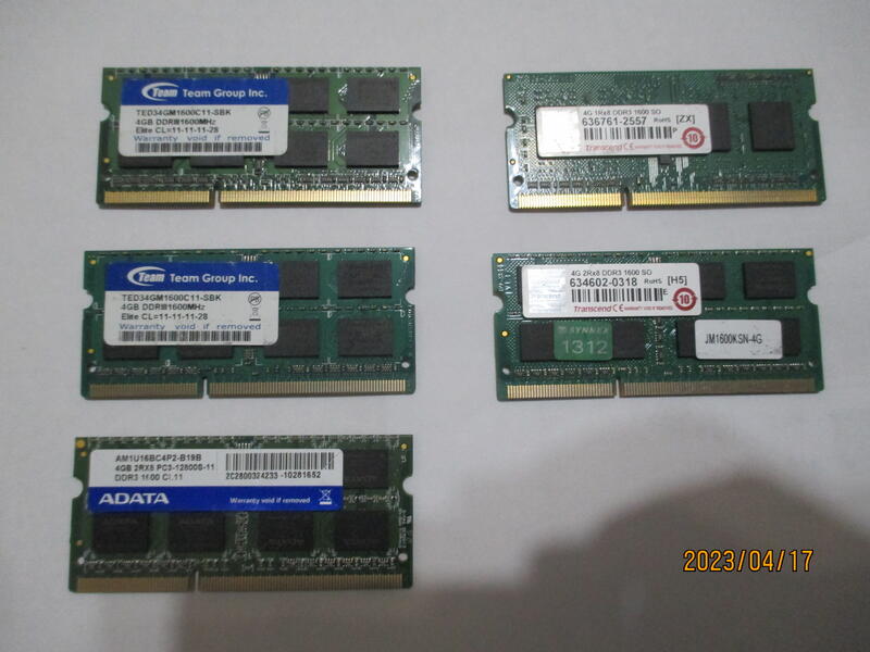 智星電腦◎二手良品 筆電DDR3 1600  DDR3-1600 4G 創見 威剛 十銓 雙面顆粒標準電壓 原廠終身保固