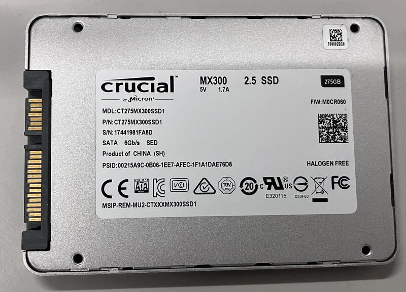 Crucial 美光 MX300 2.5吋 SATA3 275G 固態硬碟 CT275MX300SSD1