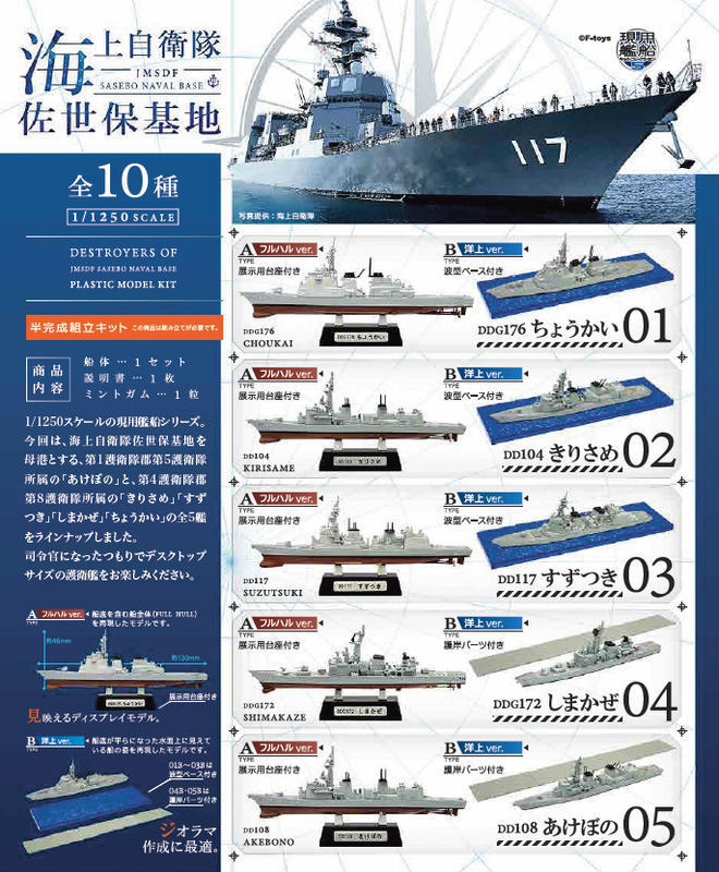 F-toys 1/1250 現用艦船集Vol.5 海上自衛隊佐世保基地一中盒10入 