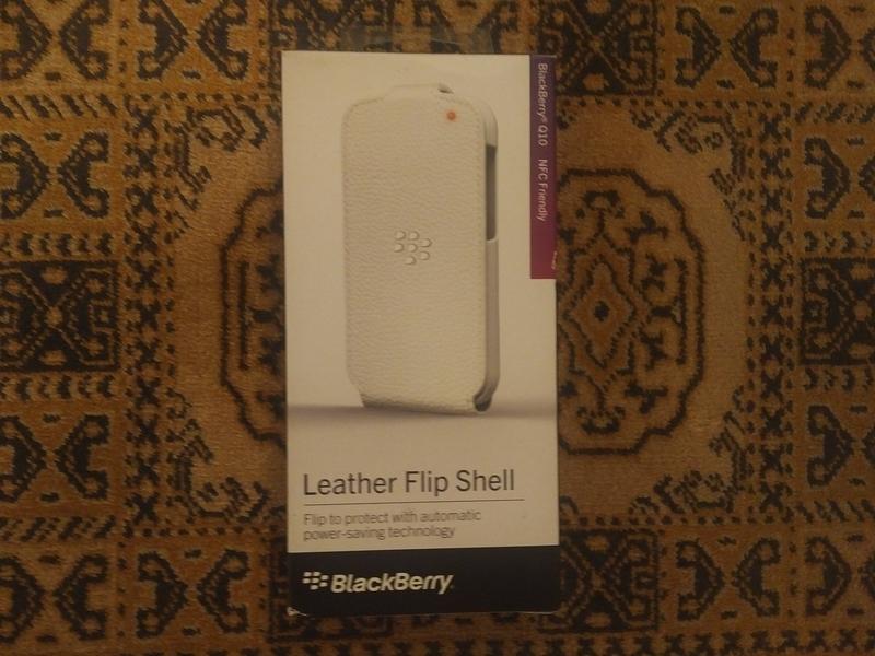黑莓機 BlackBerry Q10 白色 下翻休眠皮套 荔枝皮 原廠盒裝 全新未拆