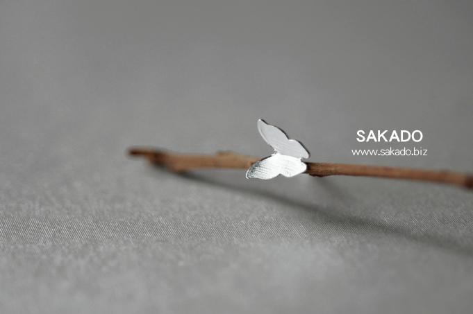 925純銀耳環-阪堂SAKADO-韓版設計師系列--純銀拉絲蝴蝶耳釘