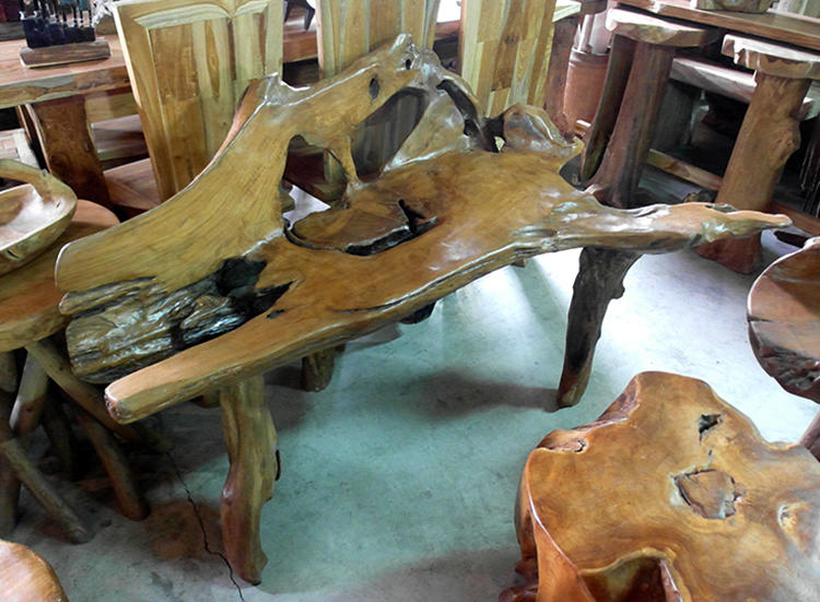 【自然屋精品】柚木樹幹桌椅 柚木桌椅 印尼柚木椅 休閒椅 造型椅 造型桌 自然風 樹幹 不規則