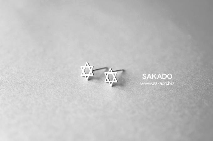 925純銀耳環-阪堂SAKADO-簡約符號標誌款--六芒星