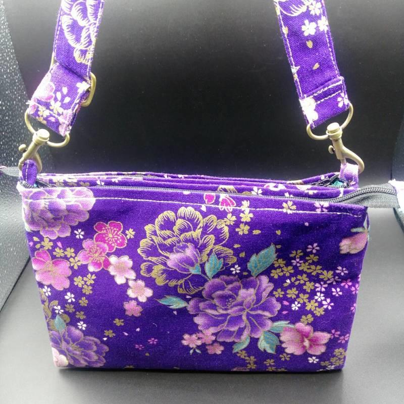 【sigmanet家庭百貨】全新手工製品精品布料日本棉布紫底茶花包包