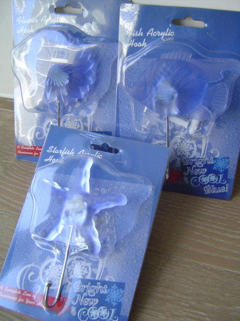 ☆MOOMBA☆ 藍色 海洋 系列 造型 掛鉤 - 海星 魚 花 三個一組