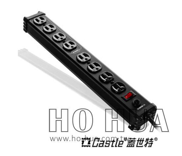 《禾樺電子/響音音響》Castle 蓋世特 IA8-SB-BK八孔鋁合金突波保護插座/黑色