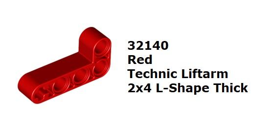 【磚樂】LEGO 樂高 32140 4141270  Liftarm 2x4 L-Shape Thick 紅色 L型厚臂