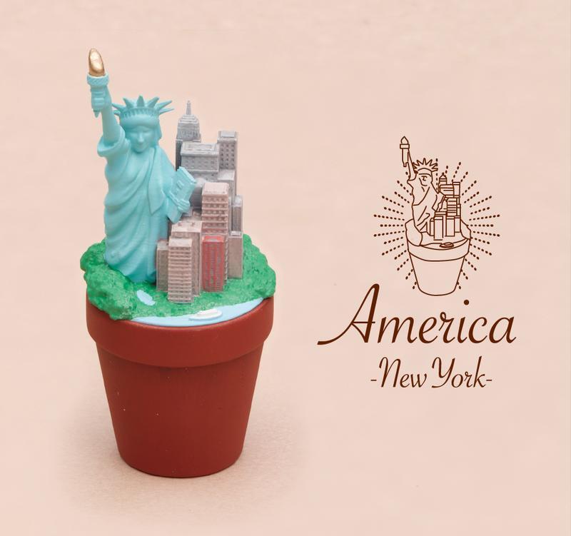 T-ARST 日版 扭蛋 轉蛋 熊貓之穴 植木街 盆栽上的風景 世界各國旅行景點 單賣『 美國 紐約 自由女神像 』