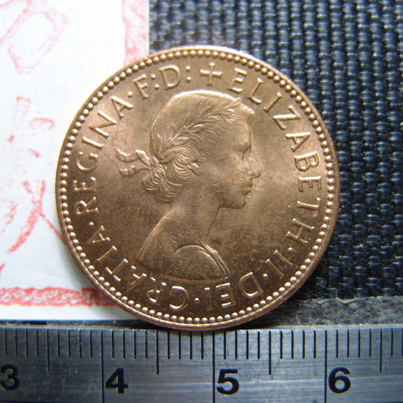【錢幣鈔】(每標十枚)1967年 英國伊莉莎白二世 1/2 PENNY BU原光-