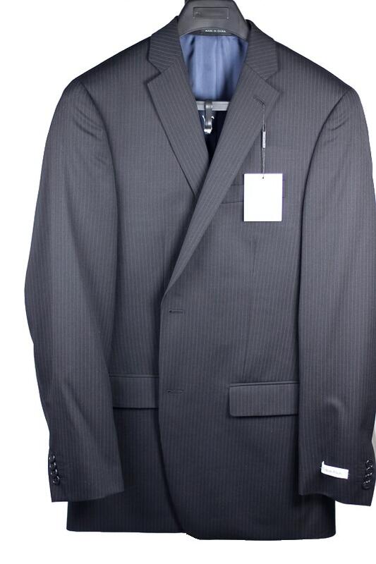 CK Calvin Klein 西裝外套 羊毛 凱文克萊 卡文 深藍色直條紋 L M 40 50 長版 【以靡專櫃正品】