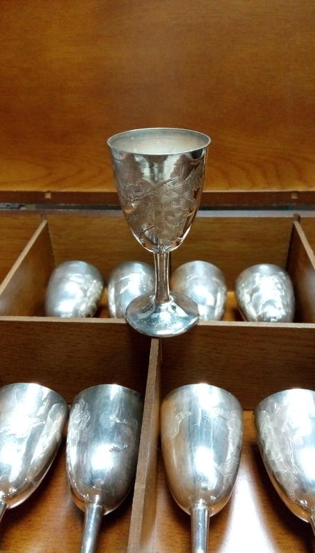 銀盃 純銀 2点セット 140g 純銀 銀杯 銀杯 純銀盃 純銀盃 純銀 盃 Zx/