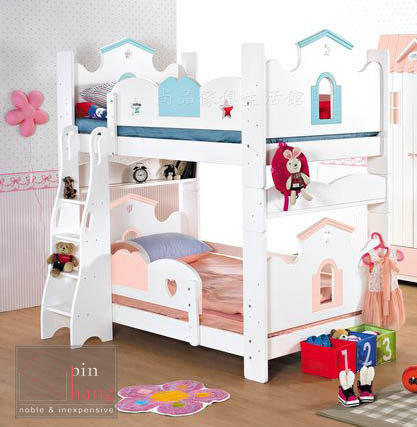 【尚品家具】818-01 彩虹城堡 3.5尺書架型雙層床~可拆成兩張單人床架/上下舖床台