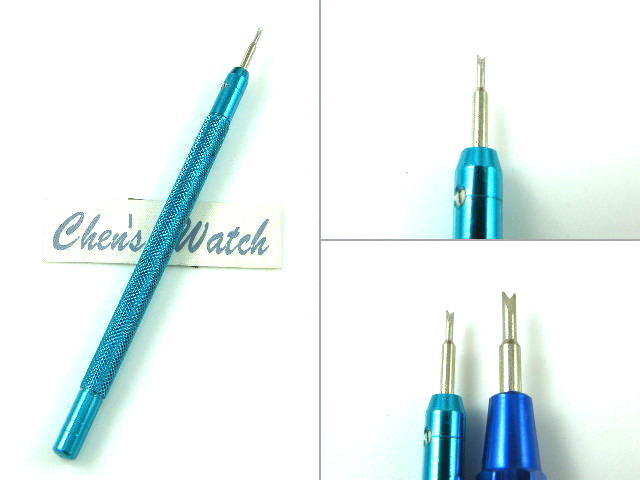 【錶帶家】手錶DIY隱藏兩用拆錶帶彈簧棒耳針鐘錶工具鋁藍，超小拆卸頭1mm，鋼帶最適用