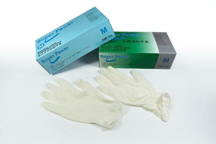 乳膠手套(有粉) ~材質:天然乳膠、手套內側PU特殊處理、1盒100支(不分左右手)~1盒145元，歡迎批發團購~