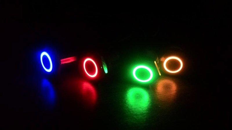 【鑫榮光電】- 16mm 天使眼LED金屬開關/觸控開關 防水IP67 可配專用插座 金屬按鈕 藍/紅/綠/橙