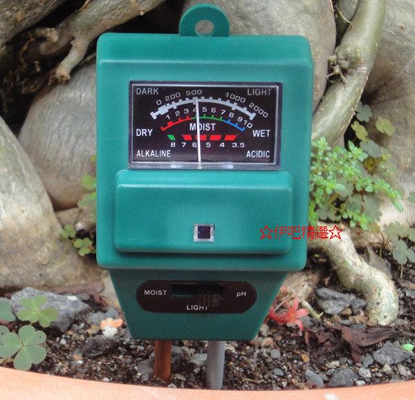 ☆伊吧精選☆ 三合一園藝檢測儀：可測土壤濕度計/酸鹼度計/光照度《A0213》