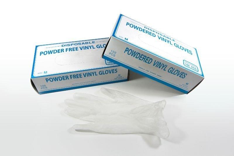 PVC手套-(有粉) 檢驗手套、 非乳膠手套、 塑膠手套，特價:1盒110元