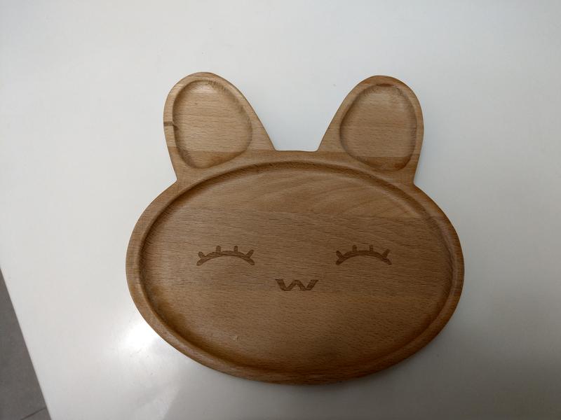 卡通托盤 木盤子  動物兔子造型實木餐盤 點心碟  木紋餐盤 木碟 木質餐盤