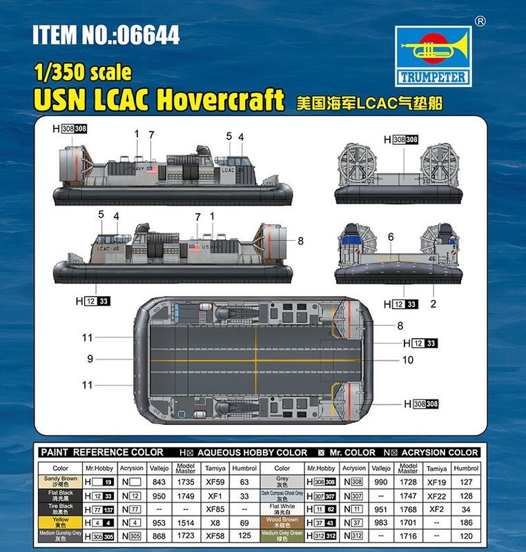 TRUMPETER  1/350   USN LCAC氣墊船  (06644)