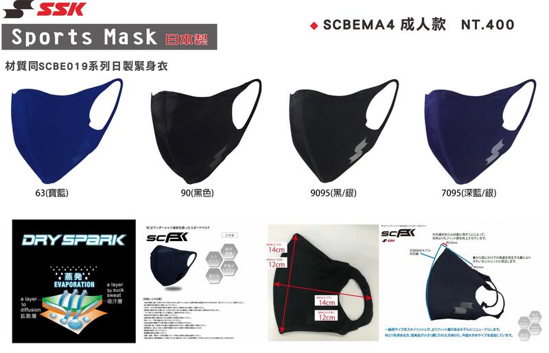 日本進口 SSK 運動口罩 SCBEMA4 可水洗(非醫療用)