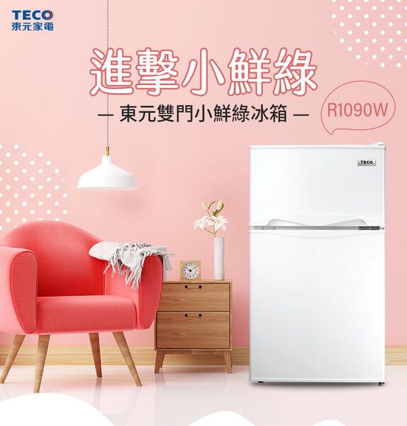TECO 東元 93公升 珍珠白 定頻雙門 小冰箱 一級能效 R1090W $6650