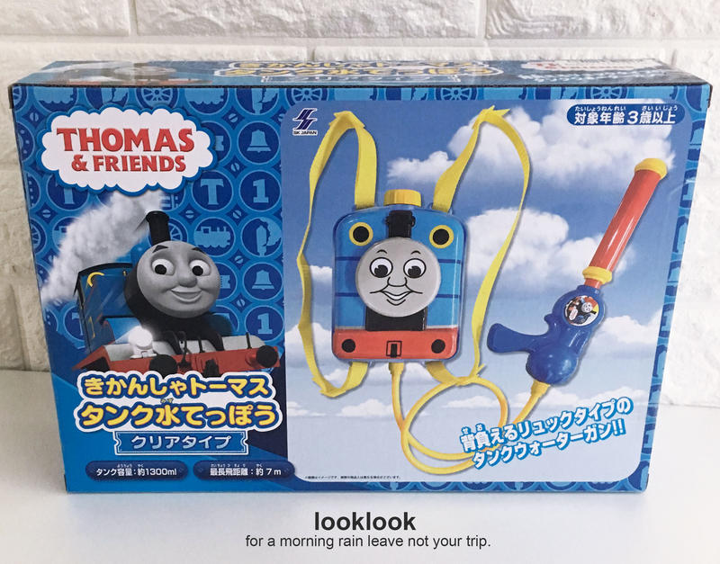 【全新日本景品】THOMAS 湯瑪士小火車 迷你後揹式水槍 小型兒童水槍 戲水玩具
