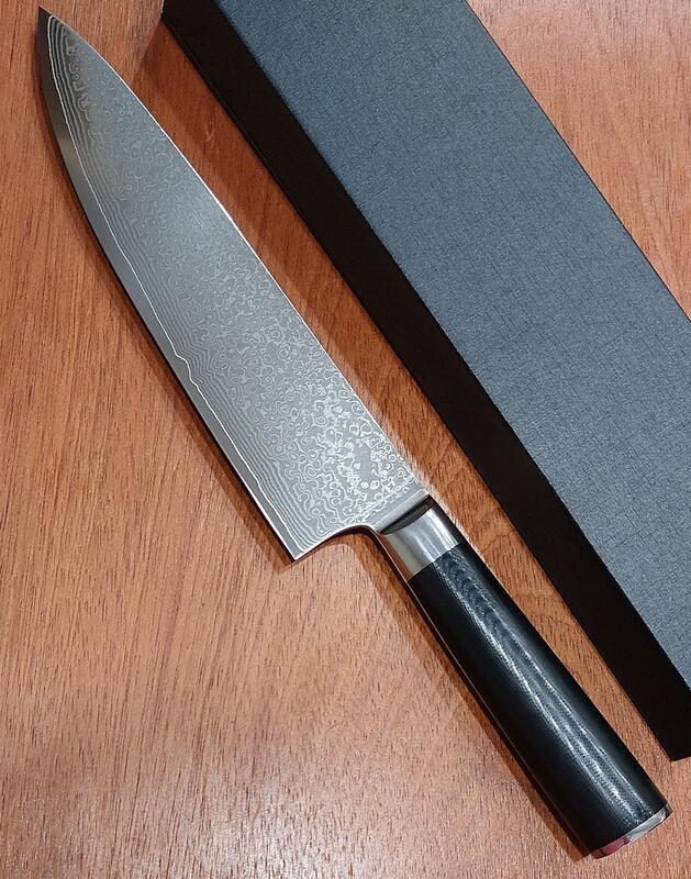 「Formosa巧匠工坊」 67層大馬士革 (國產10鉻)花紋鋼龍紋摺疊紋鋼  200mm 牛刀主廚刀
