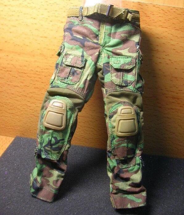 AJ3特戰部門 精緻版1/6迷彩內鑲護膝野戰褲一件(十口袋可置物) 附可調式腰帶 mini模型
